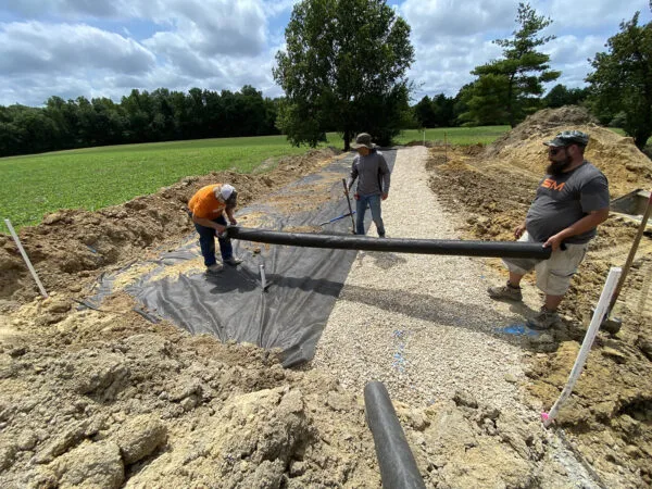 Drainage installation team at work